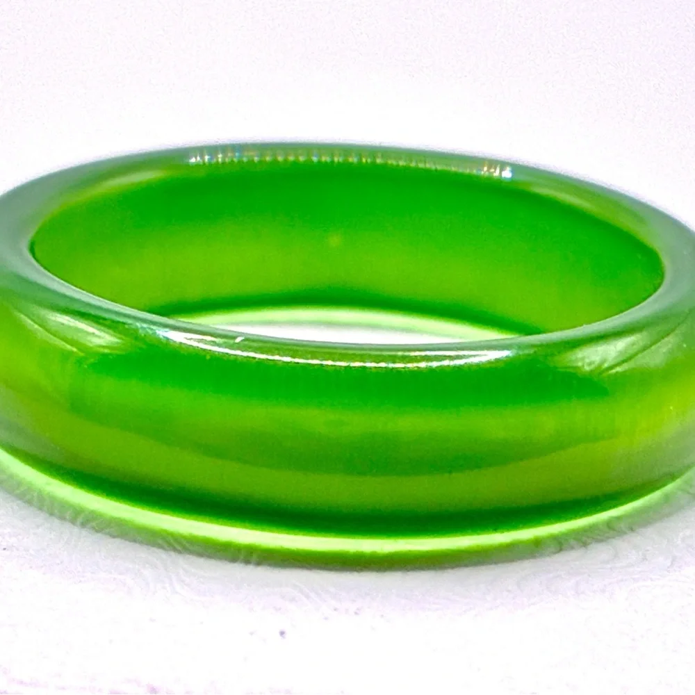Vintage Set of 3 Lucite Rings, 2 Yellow, 1 Green Sizes 2 x 7.0 & 1 x 7.25